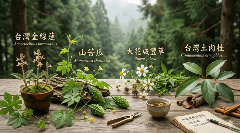 台灣特有種降血糖植物台灣金線蓮、山苦瓜、大花咸豐草與台灣土肉桂